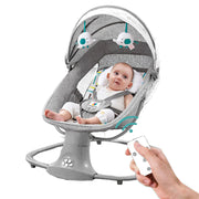 Schommelstoel - Elektrische Schommelstoel - Baby Elektrische Wipstoel - Baby Schommel - Elektrische Baby Schommel - Bluetooth - Afstandsbediening- voor Pasgeborenen - Mokka Grijs