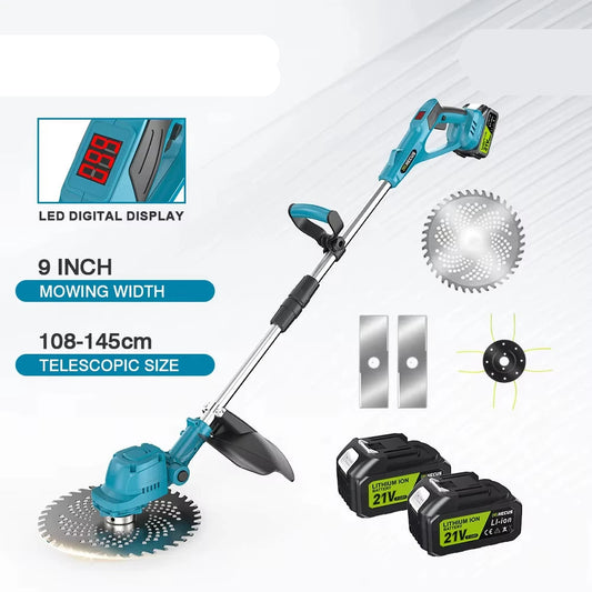 Grasmaaier - Grastrimmer - Tuingereedschap - Handcultivator - Elektrische - 9 Inch - Inklapbare - Draadloze - Brushless - Tuinsnijder met Verstelbare Lengte – Geschikt voor 18V Accu – Inclusief 2 Accu - 3 -in-1 Kantenmaaier