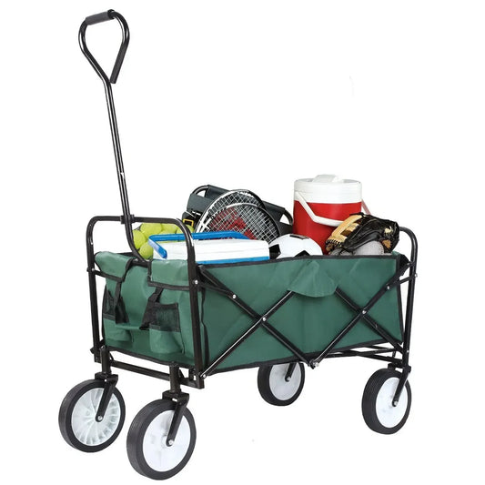 Bolderkar - Bolderwagen - Opvouwbare - Tuinkar - 262L -  Tuinwagen - Tuintrolley -  Wagon voor Winkelen, Strand, Park en Picknick, Outdoor Activiteiten en Kamperen - Draagvermogen 80kg - Groen