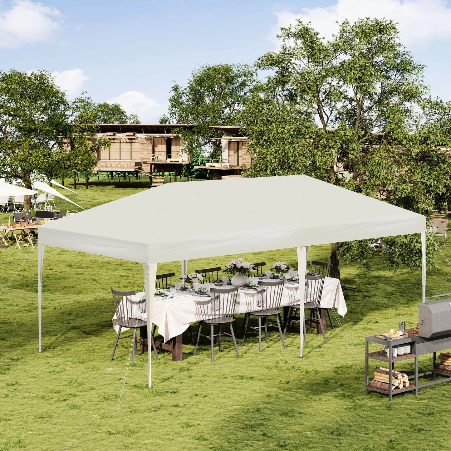 Tuinpaviljoen – Partytent – Tuitent – Overkapping – Waterdicht Oxford Doek – Pop-Up Systeem - 3x6 Meter – Beige