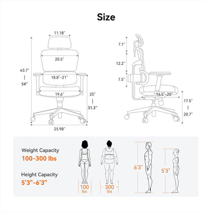 Ergonomische Bureaustoel – Office Chair – Gamestoel – Kantoorstoel – Draaistoel – Verstelbare Lendensteun – Ademend Mesh Rugleuning