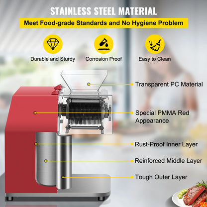 VEVOR 250kg/H Commercial Electric Meat Slicer Grinder Vegetable Cutter Shred Machine 850W Home Automatic Food Chopper Chipper - QUORE