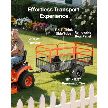 Tuinwagen – Tuinkar – Aanhanger – Tuinbak – Transportwagen – 28 Kubieke Voet Laadruimte – Draagvermogen 800 Kg - 28 Kubieke Voet - QUORE