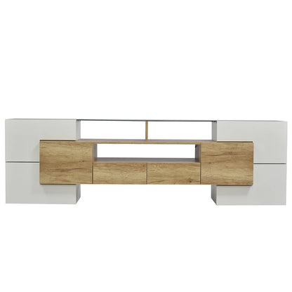 TV-kast – Tv-meubel – Lowboard – Tv-dressoir – Entertainmentmeubel – Hoogglans Wit – 200 cm Breed – Geïntegreerde LED-verlichting