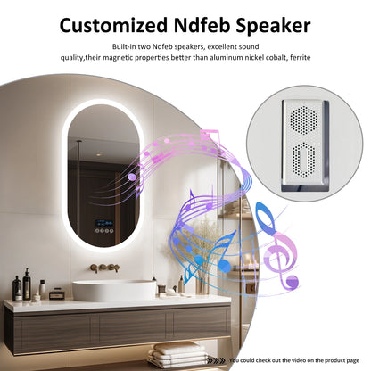 Badkamerspiegel – Bluetooth Spiegel – Verlichte Spiegel – LED Spiegel – Dimbare Verlichting – Bluetooth Speaker – Anti-Fog Systeem - 50x80cm - QUORE