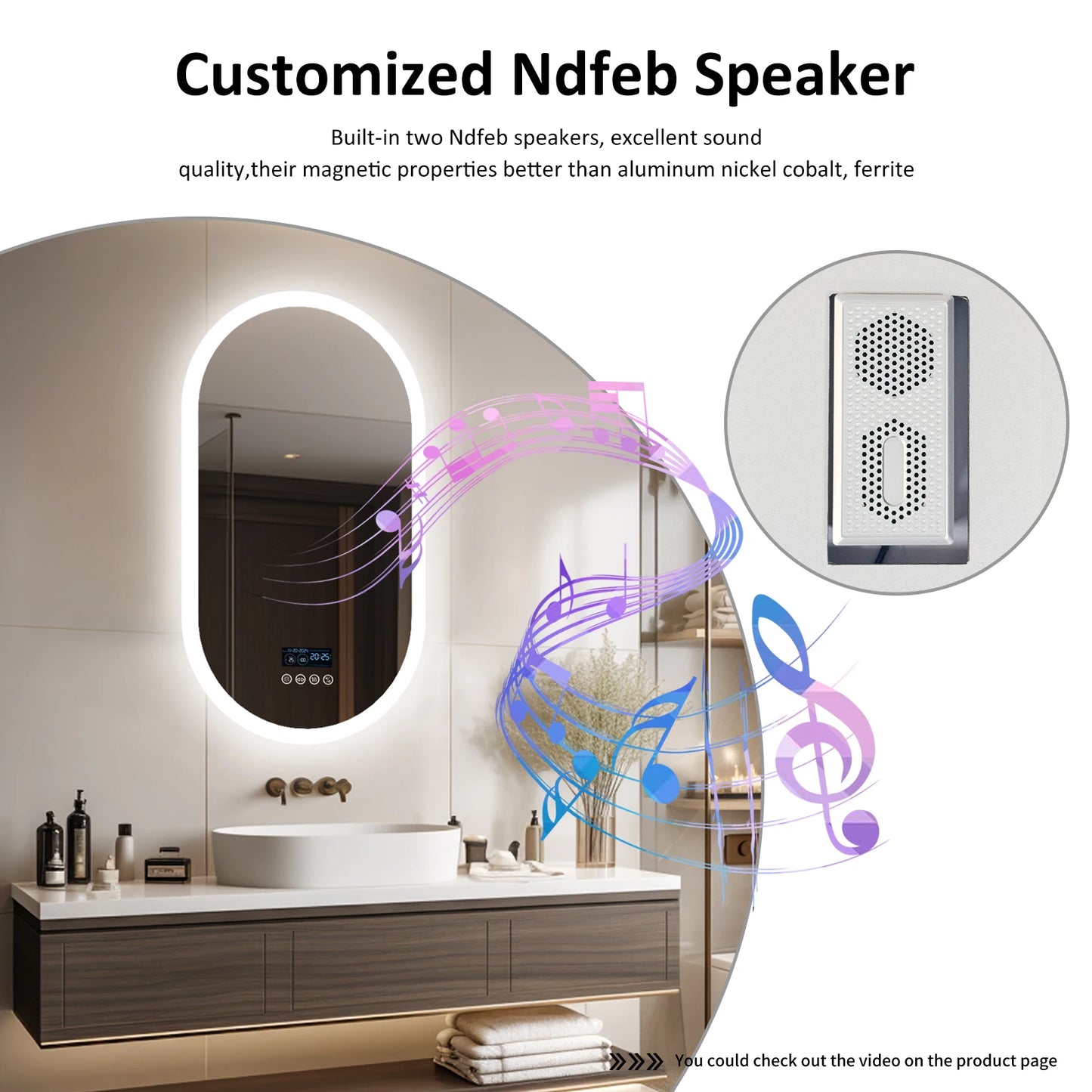 Badkamerspiegel – Bluetooth Spiegel – Verlichte Spiegel – LED Spiegel – Dimbare Verlichting – Bluetooth Speaker – Anti-Fog Systeem - 120x60cm - QUORE