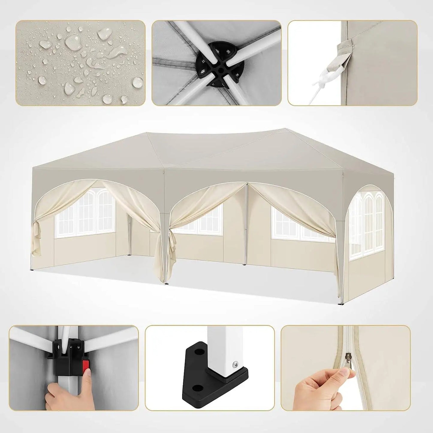 Tuinpaviljoen – Partytent – Outdoor Tent – Tuinkamer – Markttent – Waterdicht – 3x6 Meter – UV-Bescherming - Beige
