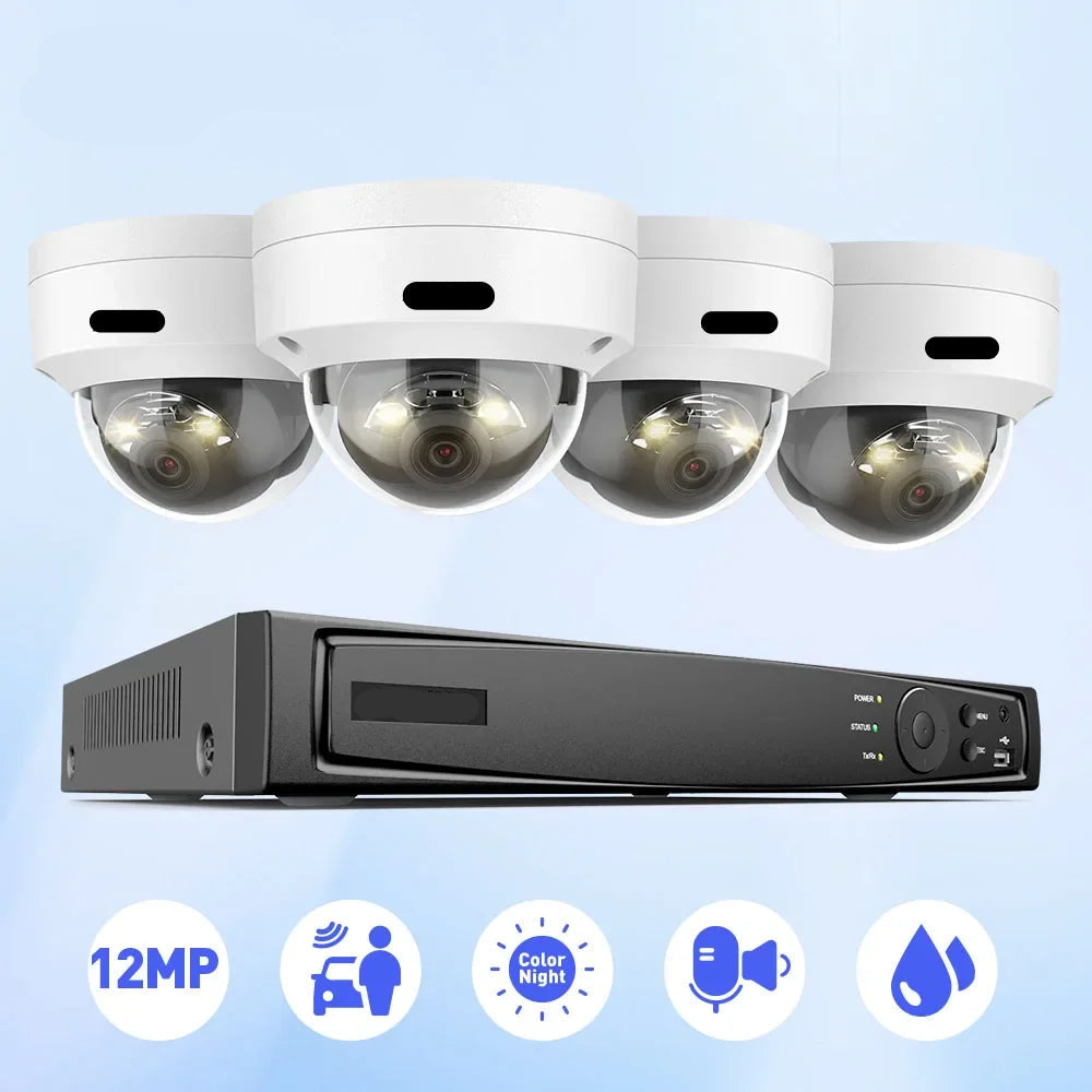 Beveiligingscamera Set – Bewakingscamera – CCTV Camera – Outdoor Camera – Beveiligingssysteem – 12MP Dual Light Technologie – 8-Kanaals NVR Zonder HDD - QUORE