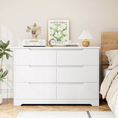 Ladekast 6 Lades – Ladekast Wit – Ladeblok – Opbergkast – Kast Slaapkamer – Modern Minimalistisch Design – Afmetingen 105x40x71 cm – Stevig MDF Metalen Rails - QUORE