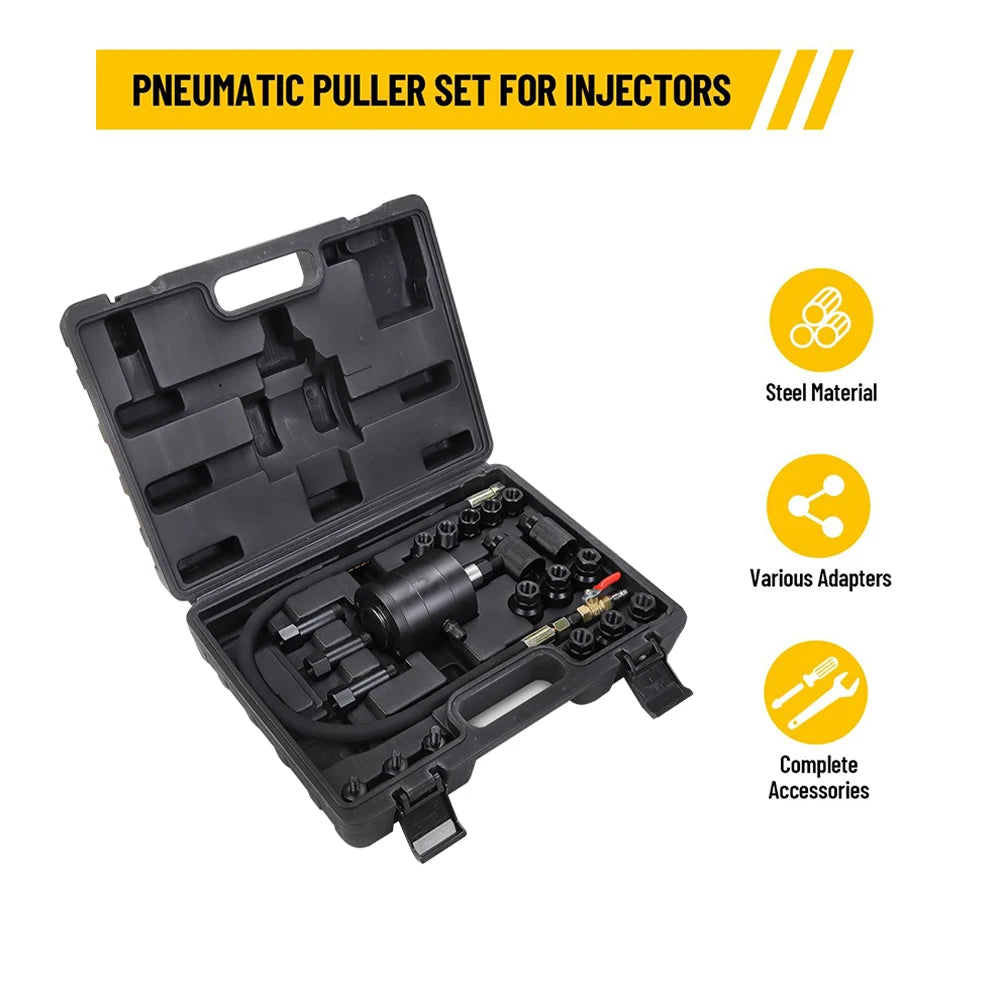 Podofo 21pcs Pneumatic Diesel Injector Puller for Removing Stuck Fuel Injectors in Diesel Engines M20 M18 M17 M14 M12 Injector