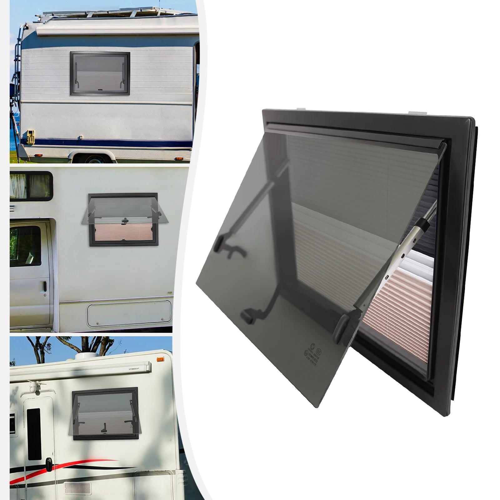 Uitzetraam Camper – Ventilatieraam – Ramen Caravan – Insectenhor – Aluminium Glas – Verstelbare Opening 65° – Vergrendelbare Handgreep - QUORE