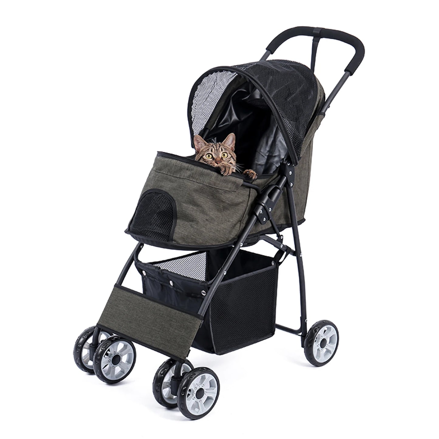 Foldable Pet Stroller with 4 Wheels, Double Dog Stroller for Travel Walking, Detachble Portable Pet Bag for Small Cats or Dogs