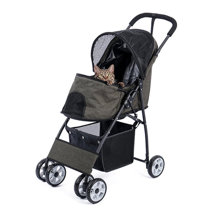 Foldable Pet Stroller with 4 Wheels, Double Dog Stroller for Travel Walking, Detachble Portable Pet Bag for Small Cats or Dogs