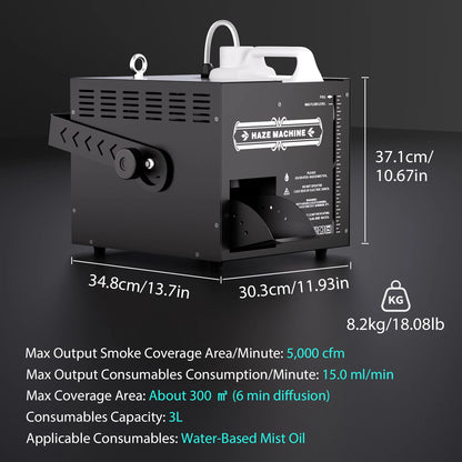 Haze Machine – Rookmachine – Mistgenerator – Stage Fog Machine – Rookgenerator – 1000W Vermogen – DMX en Afstandsbediening – EU Stekker