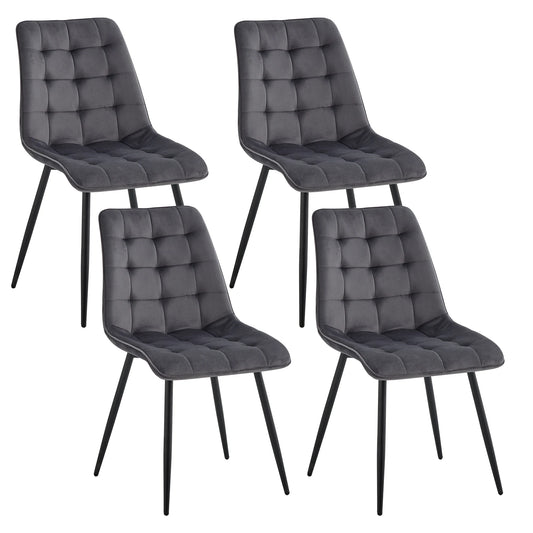 Stoel - Eetkamerstoelen - Set van 4 Fluwelen Eetkamerstoelen - Metalen Poten – Robuust Moderne Comfortabele Stoelen - voor Keuken - Slaapkamer - Woonkamer - Huisdecoratie - 85x46x47cm - Grijs