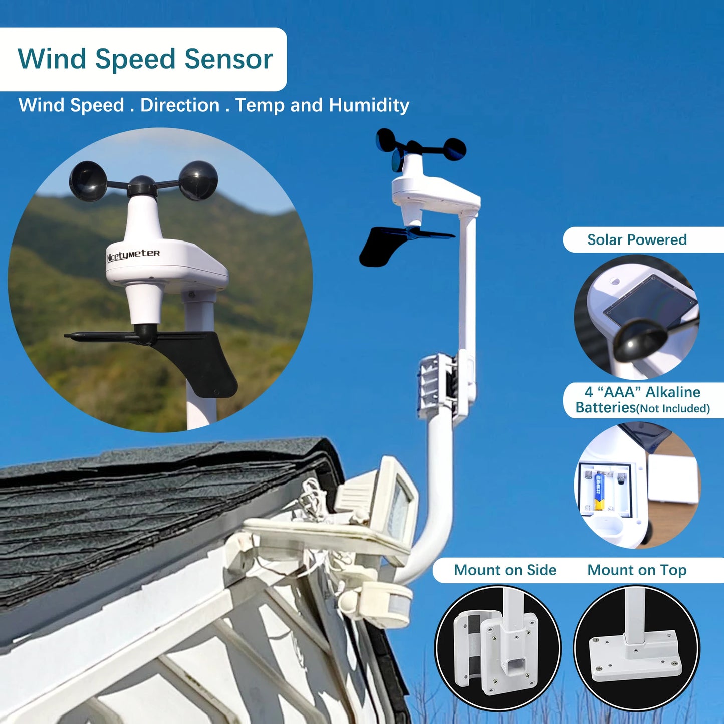 Complete Personal Remote Monitoring Wi-Fi Weather Station Indoor/Outdoor Temp & Humidity Wind Speed Direction Rain Fall Data
