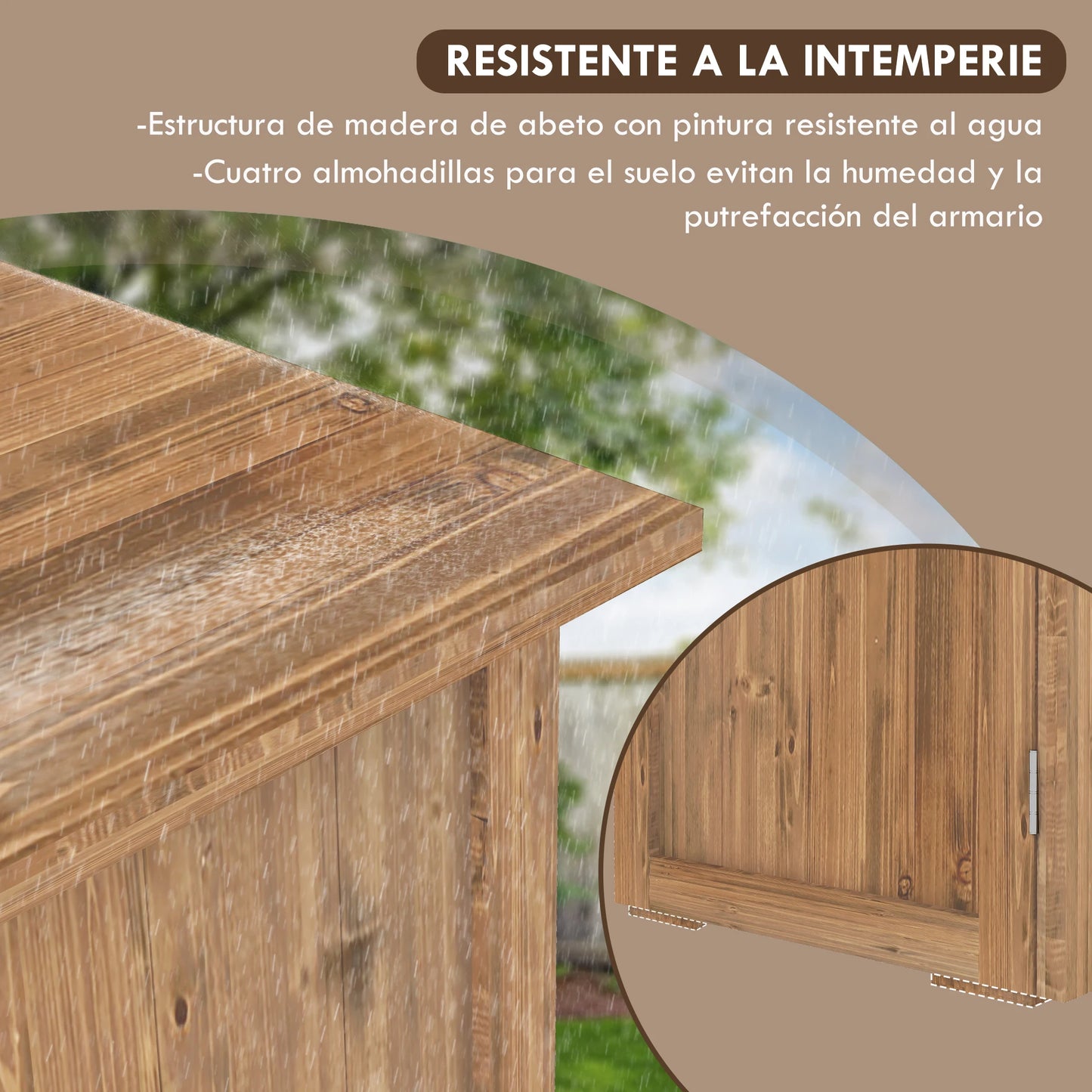 Tuinhuisje – Tuinkast – Tuinschuur – Berging – Buitenopslag – Vurenhout – Compact 0,39 m² – Dubbele Deuren Met Magnetische Sluiting - Natuurlijk Bruin Hout