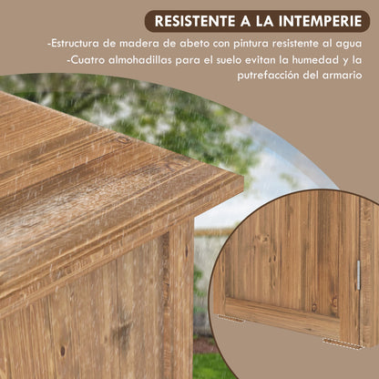 Tuinhuisje – Tuinkast – Tuinschuur – Berging – Buitenopslag – Vurenhout – Compact 0,39 m² – Dubbele Deuren Met Magnetische Sluiting - Natuurlijk Bruin Hout
