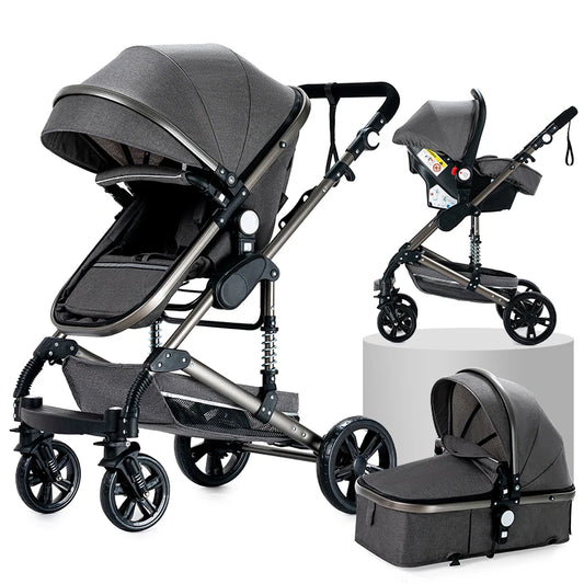 kinderwagen - Jogging buggy - Runner - Lichtgewicht kinderwagen - Baby kinderwagen - Kinderwagen - Reiskinderwagen voor pasgeboren baby - Hoog landschap - Grijs