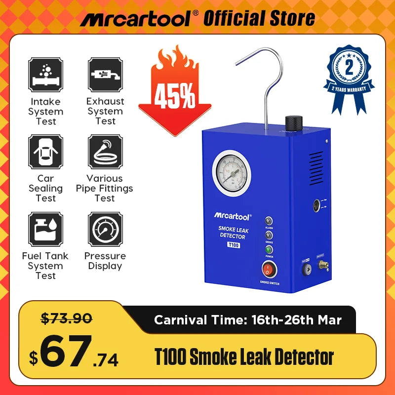 Mrcartool T100 Car Smoke Leak Detector Pipe Leak Locator with Built-in Pump Smoke Leakage Analyzer Detector Diagnostic Tool - QUORE