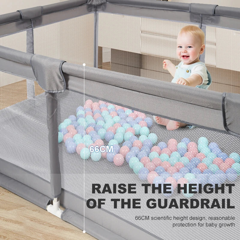 Baby Box – Kinderbox – Grote Speelbox – Kruipbox – Veilige Speelruimte Voor Baby's en Peuters – Robuuste Box Voor Binnen – 120x180x66 cm – Ideaal Voor Spelen en Ontdekken – Grijs
