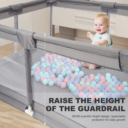 Baby Box – Kinderbox – Grote Speelbox – Kruipbox – Veilige Speelruimte Voor Baby's en Peuters – Robuuste Box Voor Binnen – 120x180x66 cm – Ideaal Voor Spelen en Ontdekken – Grijs