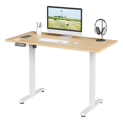 Bureauframe - Elektrisch Sta-bureaubeugel - Hefbureauframe - Verstelbaar - met USB-oplaadpoort - Geheugenbediening - voor Thuiskantoor - 29V - 60 x 135 x 120 cm - Wit - QUORE