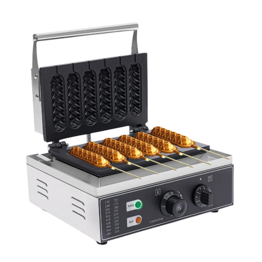 Wafelijzer - Wafelmaker - Waffle iron - Waffle Machine - Regelbare Thermostaat - 1500W Commerciële Wafel & Hotdog Maker - 6 Stuks per Batch - Zilver - QUORE