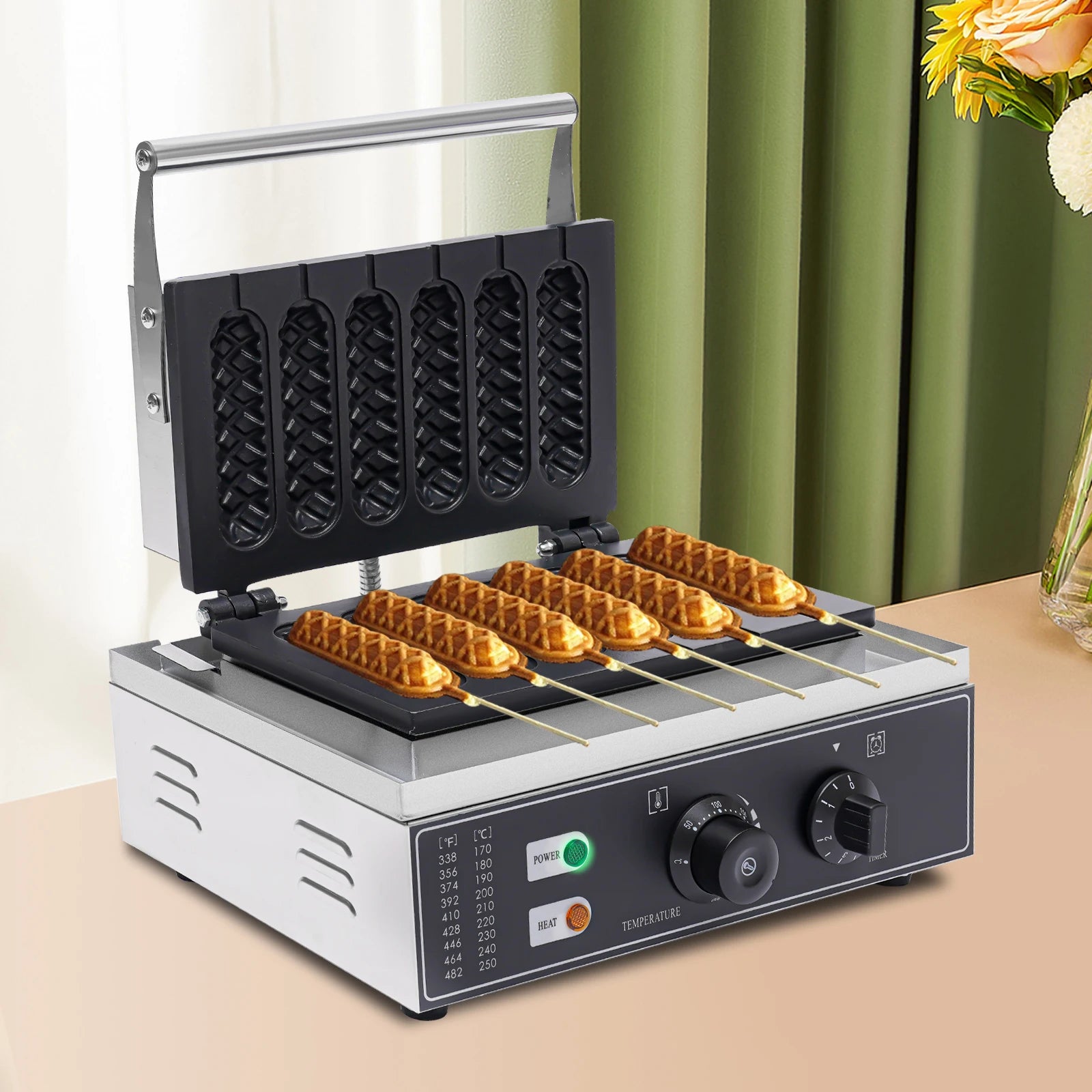1500W Commercial 6pcs Waffle Maker Hot Dog Machine DIY food Making Machine - QUORE