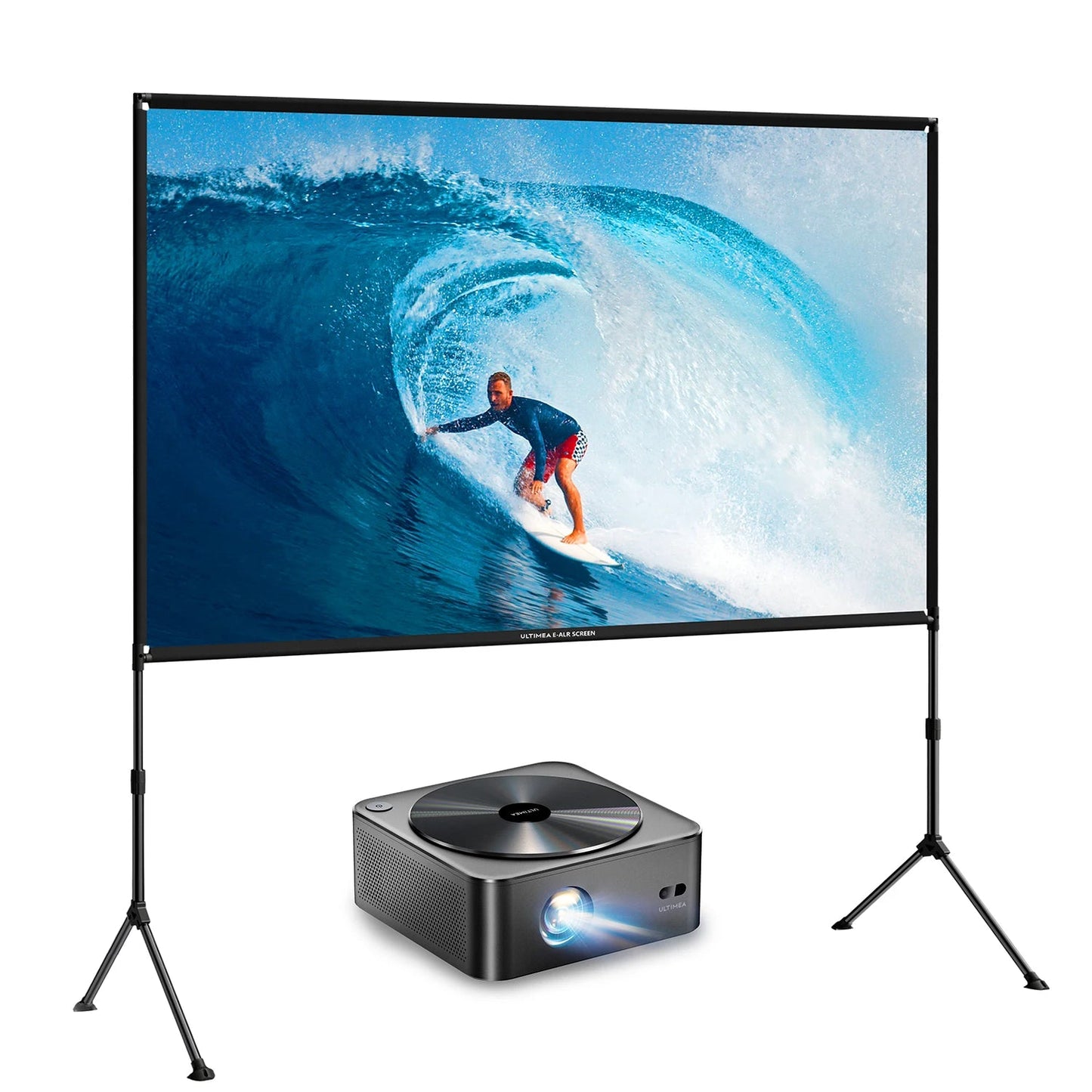 Beamer - Projector - Mini Projector - Full HD Native 1080P - met 120-inch E-ALR Projectorscherm & Stand – Outdoor Camping & Home Theater – EU Plug
