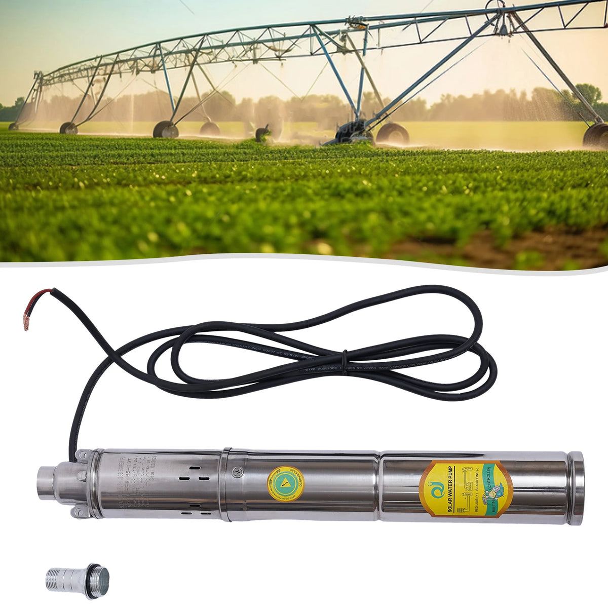 Zonne-energie Diepe Put Waterpomp - 24V - 370W - RVS - Dompelpomp voor Irrigatie - Landbouw & Watervoorziening - Farm Ranch Dompelpomp voor Diepe Putten - Zilver