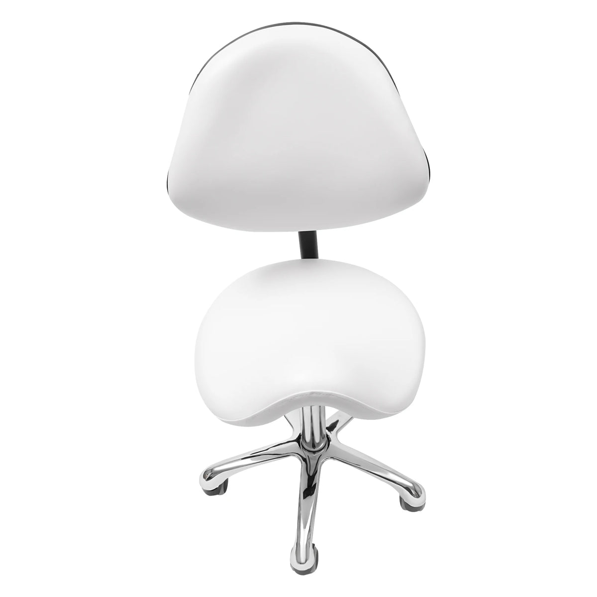 Zadelkruk - Zadelkruk op wielen - Zadelkruk met rugleuning - Zadelkruk Ergonomisch - Zwaar gebruik - In hoogte verstelbaar - Zwart - QUORE