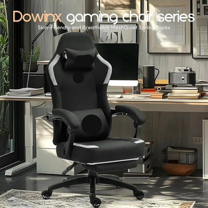 Gamingstoel – Bureaustoel – Gamestoel – Werkstoel – Draaistoel – Ergonomische Rugleuning – Verstelbare Armleuningen – Blauw – Stof