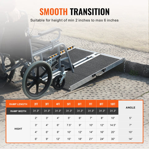 Rolstoelhelling - Drempelhulp - Oprijplaat - Drempelhulp Rubber - Drempelhulpen - 800 lbs Draagvermogen - 24 in - Draagbaar - Antislip Aluminium Opvouwbare Drempel