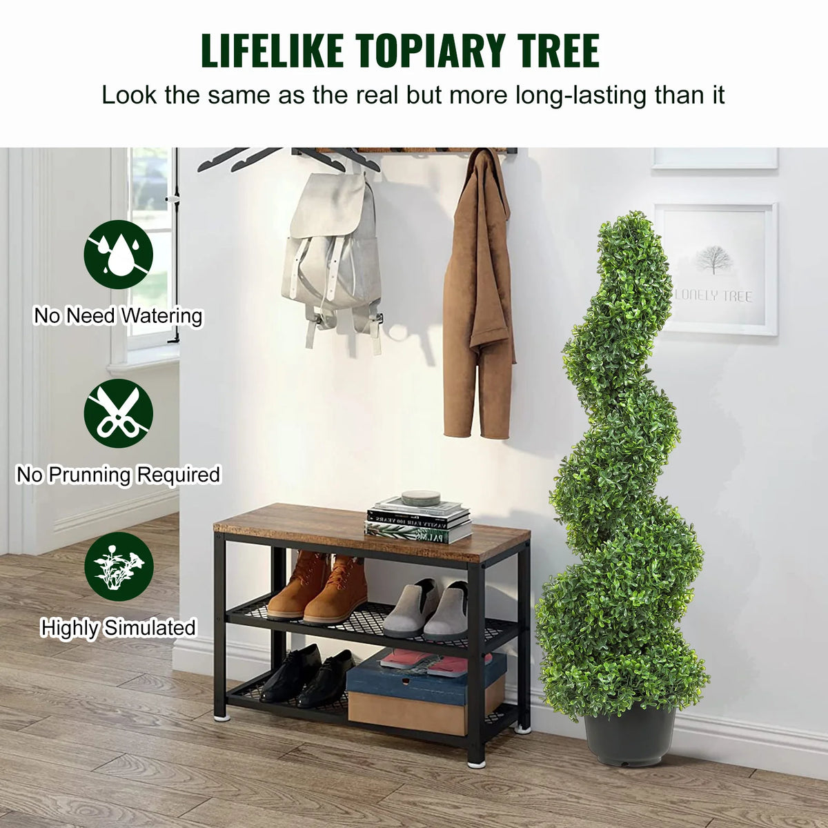 Topiary planten -1/ 2 pcs  kunstmatig planten - kunstmatig buxus - Engels buxus dubbele bal vormige - kunstmatig buxus hegpaneel - 48 inch - Groen