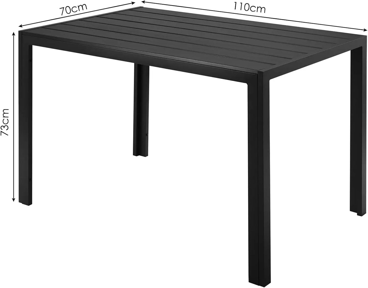 Tuintafel - Eettafel - Bistrotafel - Balkontafel - Terrastafel - met Hittebestendig - Weerbestendig - Antislip - Aluminium - Hout-kunststof - 110 x 70 x 73 cm - Bordbreedte 6,5 cm - Bruin