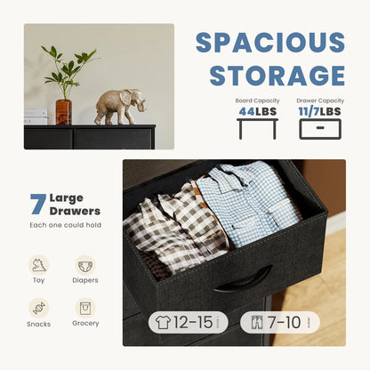 Ladekast - Ladenkastje - Multifunctionele 7-Lades Kast - voor Slaapkamer en Woonkamer - Minimalistisch - Ruim - en Duurzaam - Organisator - voor Kleding en Opslag - Duurzaam en Veilig - Grijs
