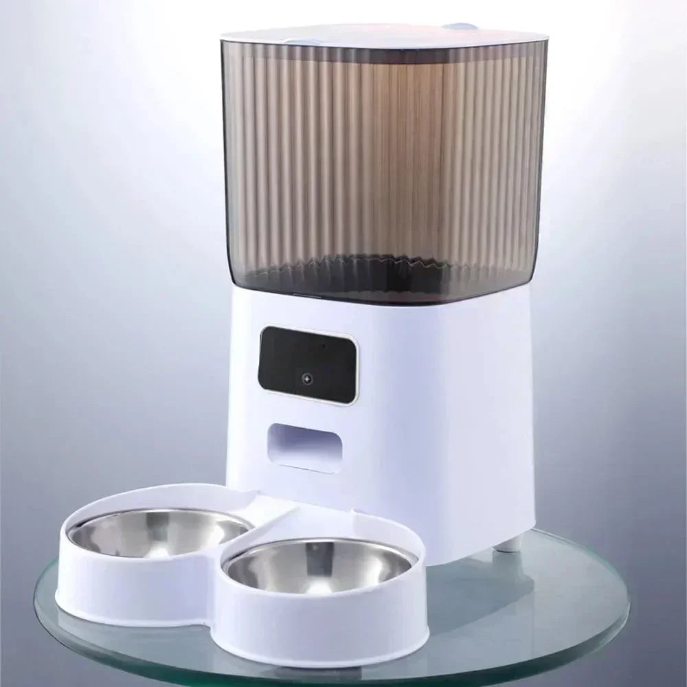 Automatische Voerautomaat - Automatische Voerbak - Slimme - Droogvoer Dispenser - WiFi APP - 5L - LCD-scherm - voor Katten en Honden - Dubbele Kom