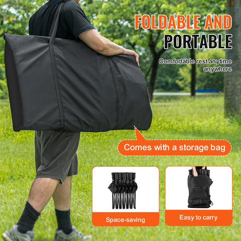 Vouwstoel - Zwart - Campingstoel - Festival - Picknick - Strandstoel - Folding Chair - Klapstoel - Outdoor - Waterdicht - 8 Seats Opvouwbare Zijlijnbank - Bankstoel met Tas & Rugleuning - Team Sport Zijlijnbank