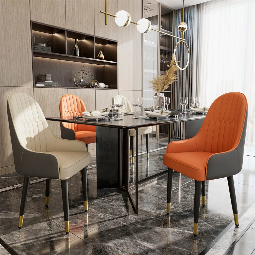 Eetkamerstoelen – Stoelen – Kuipstoelen – Keukenstoelen – Design Stoelen – Set van 2 – Kunstleer Bekleding – Stabiel Metalen Frame – Off-white