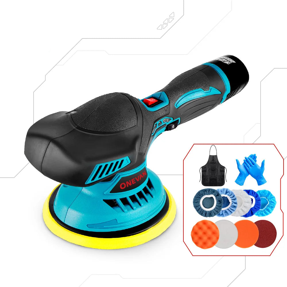 Polijstmachine Auto - Mini - Polijstmachine - Accu - Poetsmachine - 6000RPM Draadloos - 12V Elektrische - 6 Snelheden - Waxen - Compact - Krachtig -2 Batterijsets