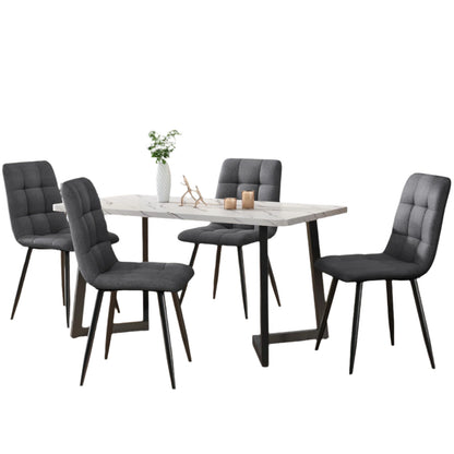 Eetkamerstoelen – Stoelen – Linen Stoelen –  4 Stuks - Metalen Frame – Comfortabele Zitting – Draaggewicht 150 Kg - Grijs
