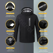 Heating Jacket - Heated Bodywarmer - Heated Clothing - For Men - 8 Zone Heating Jacket - Winter Electric Heated Clothing - USB Charging - Waterproof - Windbreaker - Size XXL - Black