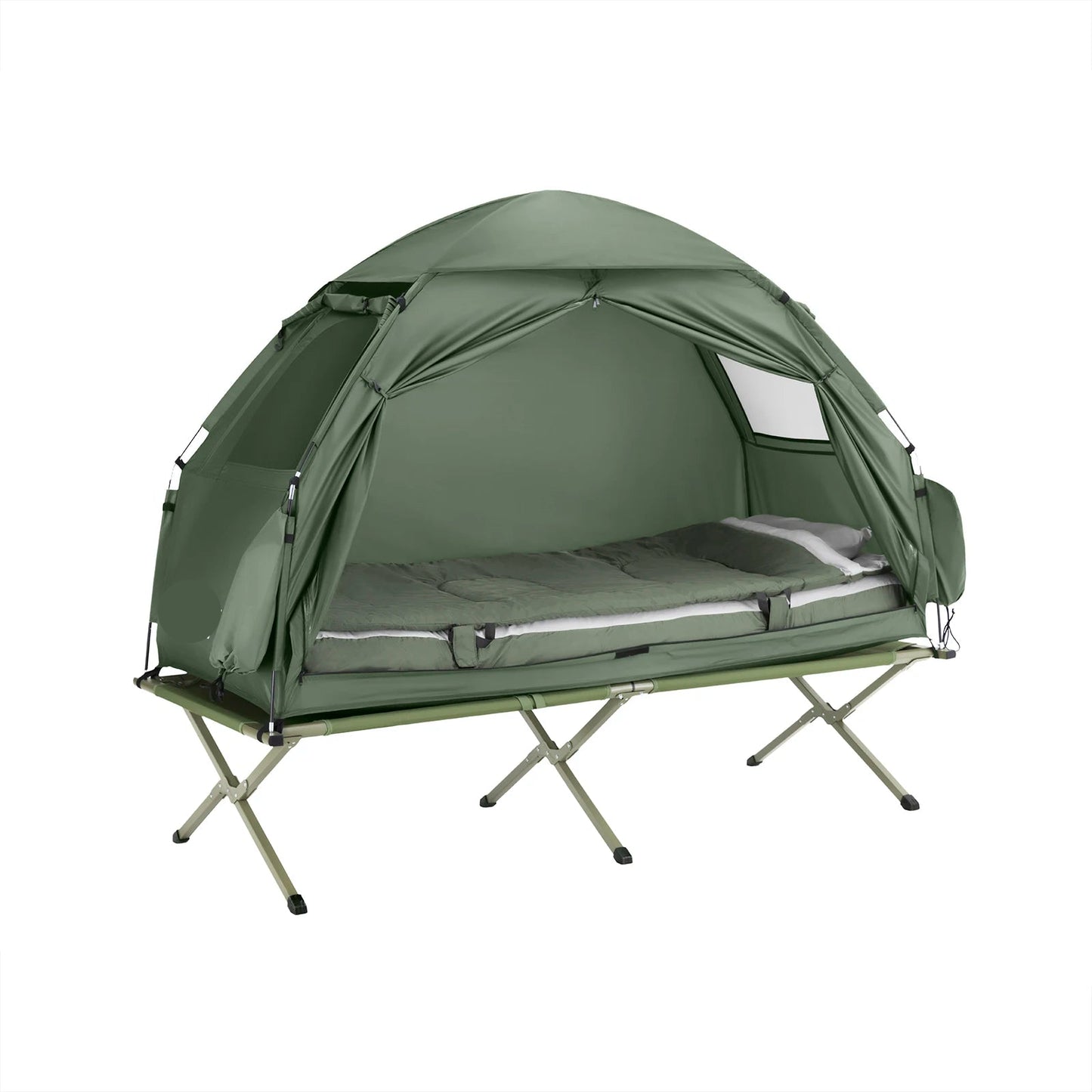 Outdoor Tent – Kampeertent – Slaapplaats – Tent Voor Buiten – Lichtgewicht Frame – Waterafstotende Tentstof – Ingebouwd Muskietennet - Groen - QUORE