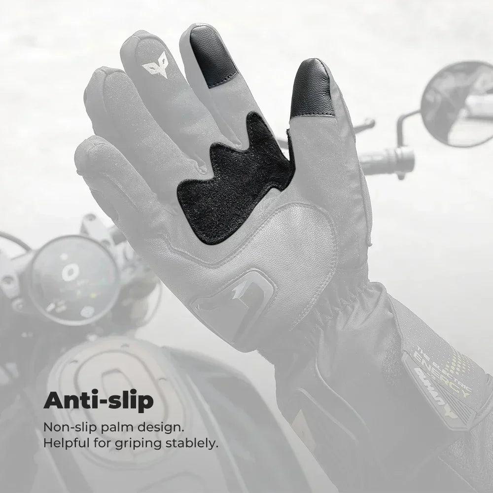 Heated Gloves - Winter Leather Gloves - Rechargeable Heated Gloves - Waterproof Gloves - Winter Moto Heated Gloves - Battery Powered Heated Gloves - For Motorcycle, Ski Camping - Leather - Extra Large