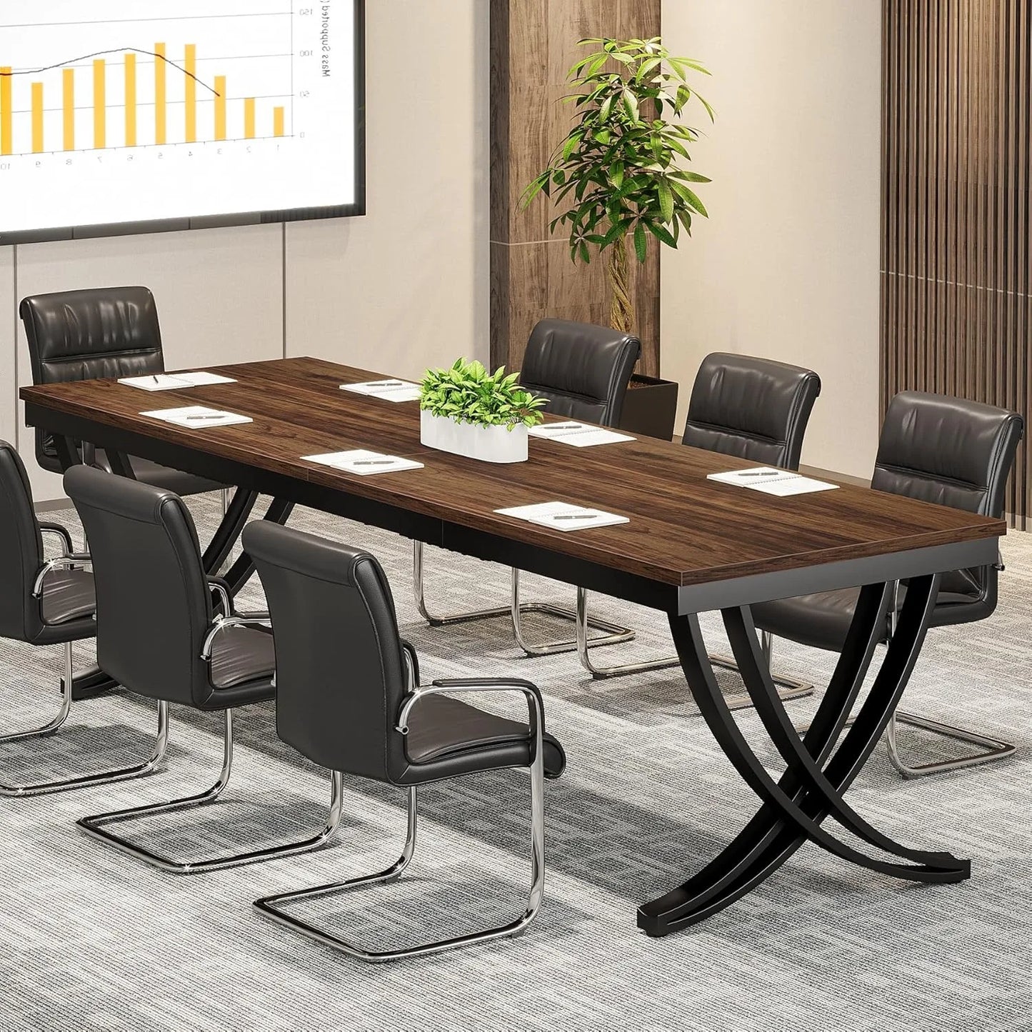 Vergadertafel – Vergadertafel Klein – Bureautafel – Overlegruimte – Kantoor – 6 Tot 8 Personen – Krasbestendig Werkblad - 200 x 70 x 75 cm - Bruin