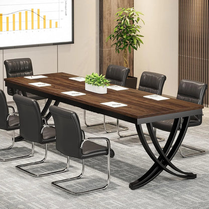 Vergadertafel – Vergadertafel Klein – Bureautafel – Overlegruimte – Kantoor – 6 Tot 8 Personen – Krasbestendig Werkblad - 200 x 70 x 75 cm - Bruin