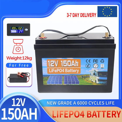 Batterij - Solar batterijen - Zonne opslag - Lithium IJzer Fosfaat Batterij - Opslag - 12V - 100AH - LiFePO4 Batterij met Ingebouwde BMS voor RV, Campers, Golfkarren en Zonne-opslag