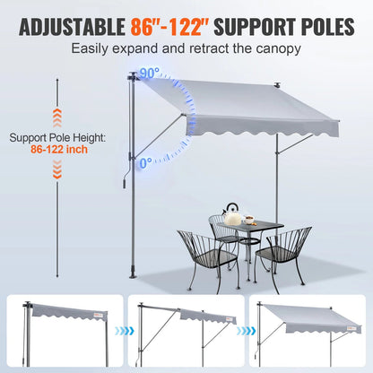 Klemluifel - Uitschuifbare Zonwering - Balkonluifel - 118x47inch - Handmatig Verstelbaar - Waterdicht & UV80+ Bescherming - Voor Tuin - Balkon en Terras