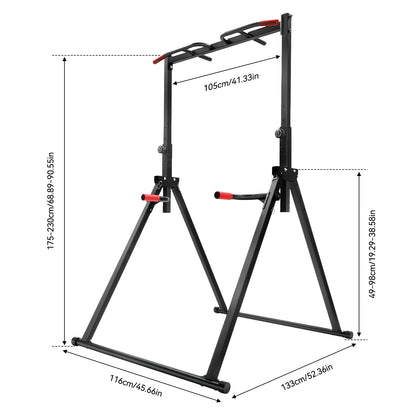 Verstelbare Pull-up Bar – Optrekstang – Klimrek – Krachtstation – Huistrainingsapparaat – Zwart – Max. 200 kg Draagvermogen – Hoogwaardig Koolstofstaal - QUORE